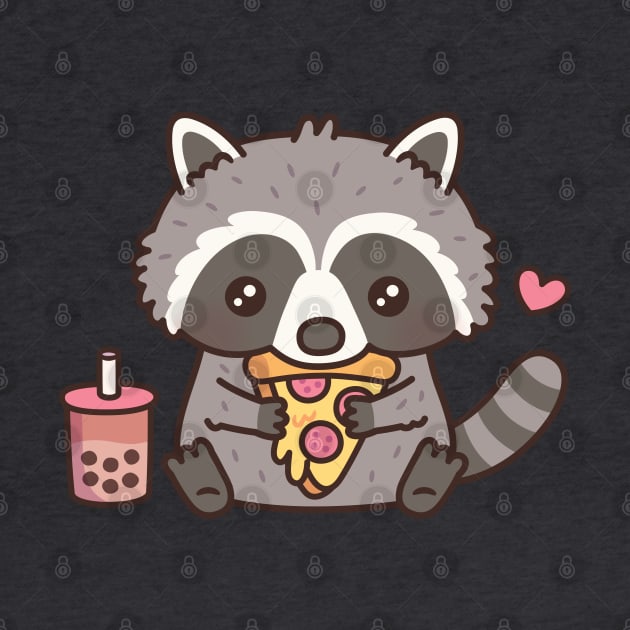 Cute Raccoon Love Eating Pizza by rustydoodle